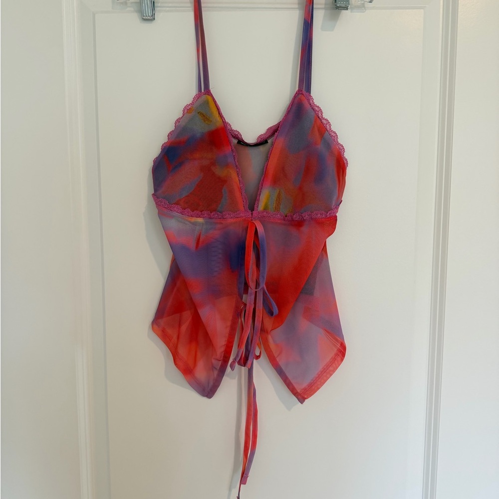 Floral Print Slit Front Cami Top in Multicolor